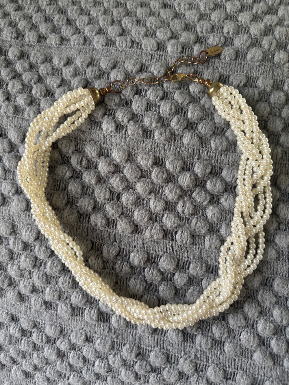 Bizou Costume Jewelry Multi-Strand( 6)Cream Pearl Twist Necklace